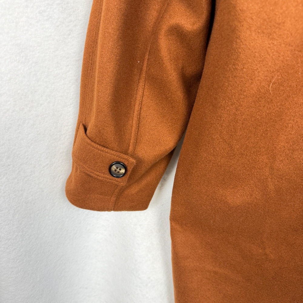 Coat Mens XL Storm Flap Long Jacket Brown Cozy Fall Autumn Winter Layering - Picture 5 of 12